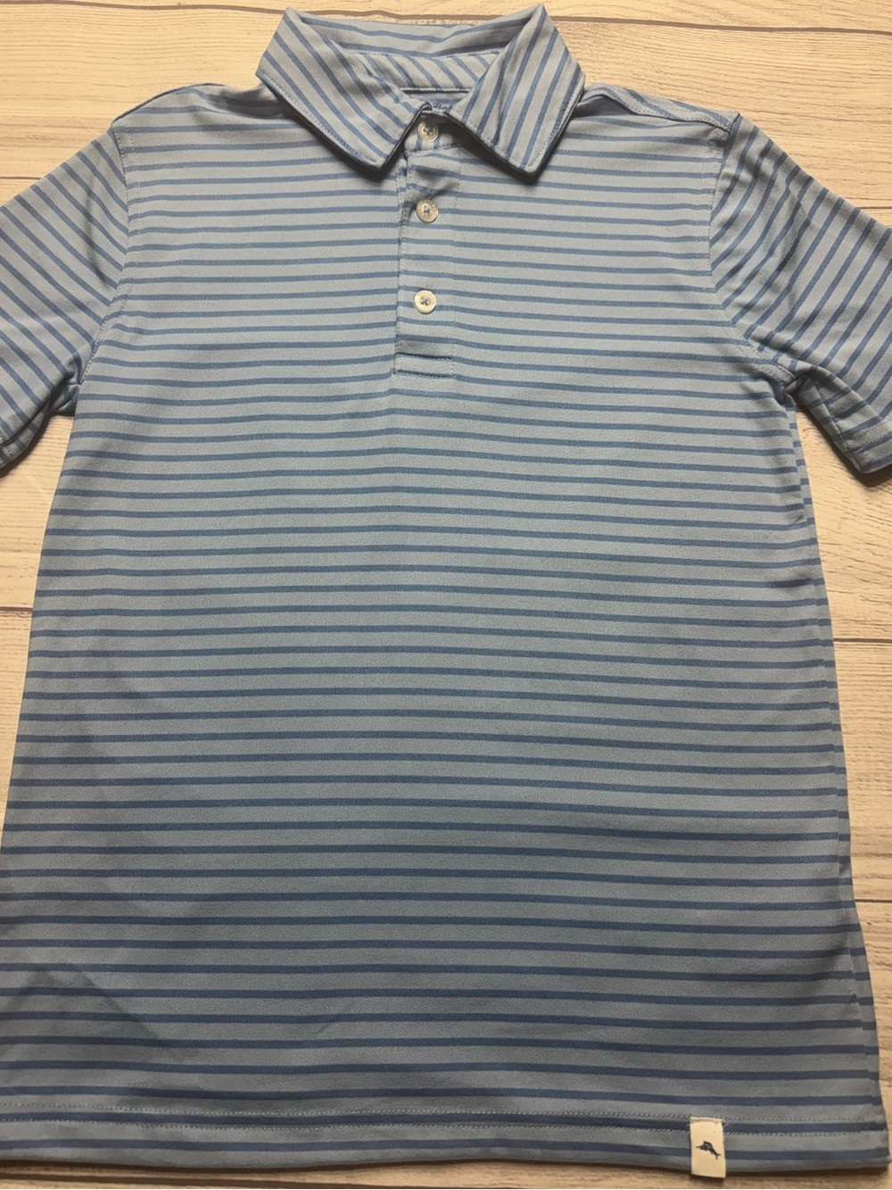 Tommy Bahama ACTIVE Boys Lt Blue Striped Striped Polo